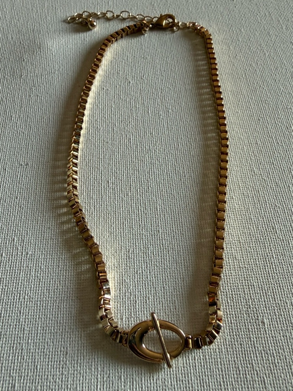 NEW Nordstrom Gold-Tone Box Chain Necklace with Buckle Detail